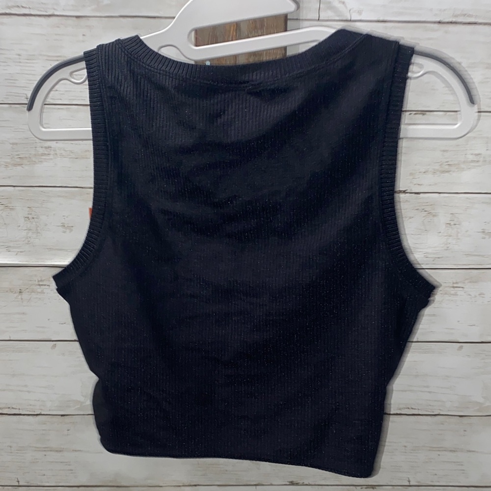 Offline by Aerie‎ Black Shine Textured Twist Front Crop Tank - Picture 5 of 6
